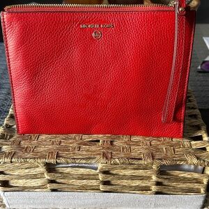 Michael Kors Red (crimson) large zippered wristlet